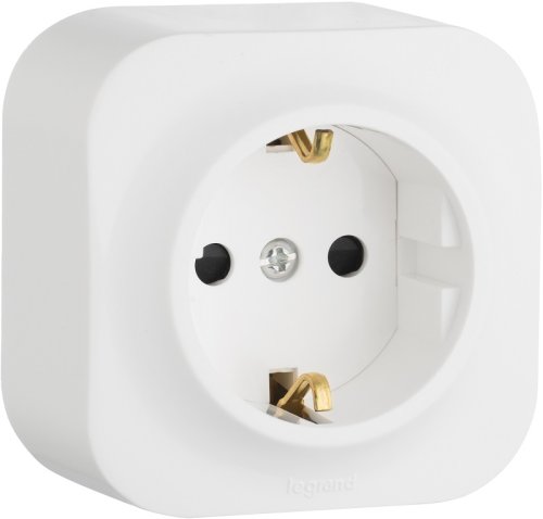 Розетка с заземлением накладная Legrand Quteo 1-м. белый картинка